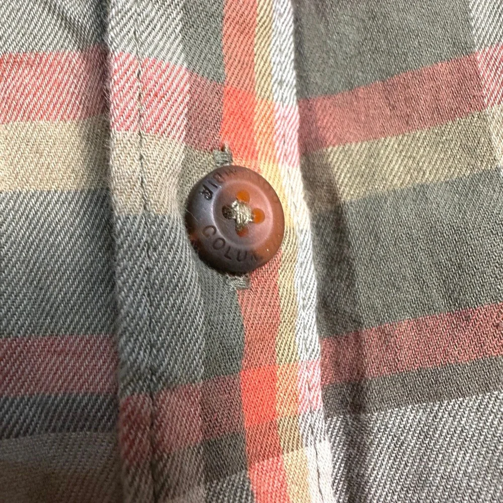 Columbia Vapor Ridge III Mens Plaid Long Sleeve Button Down Shirt Orange Green L